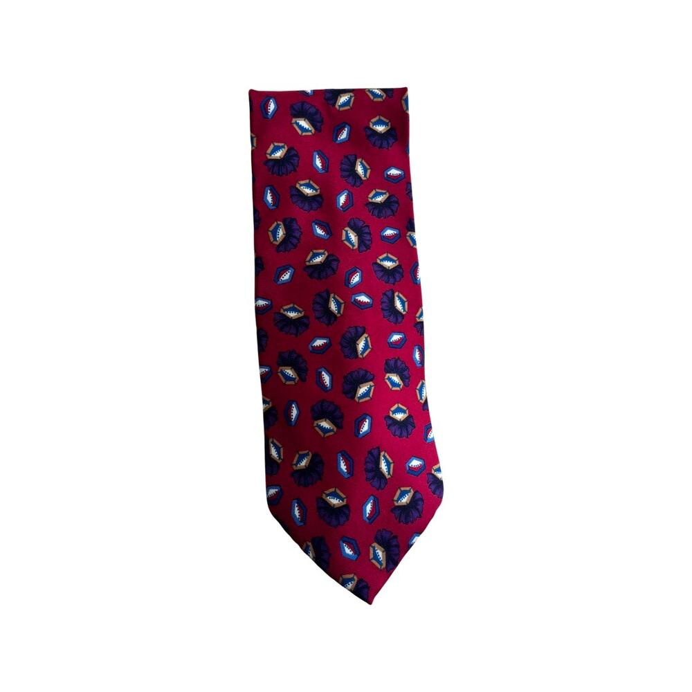 Vintage Christian Dior Monsieur Red Floral Silk Necktie